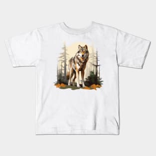 Watercolor Wolf Kids T-Shirt